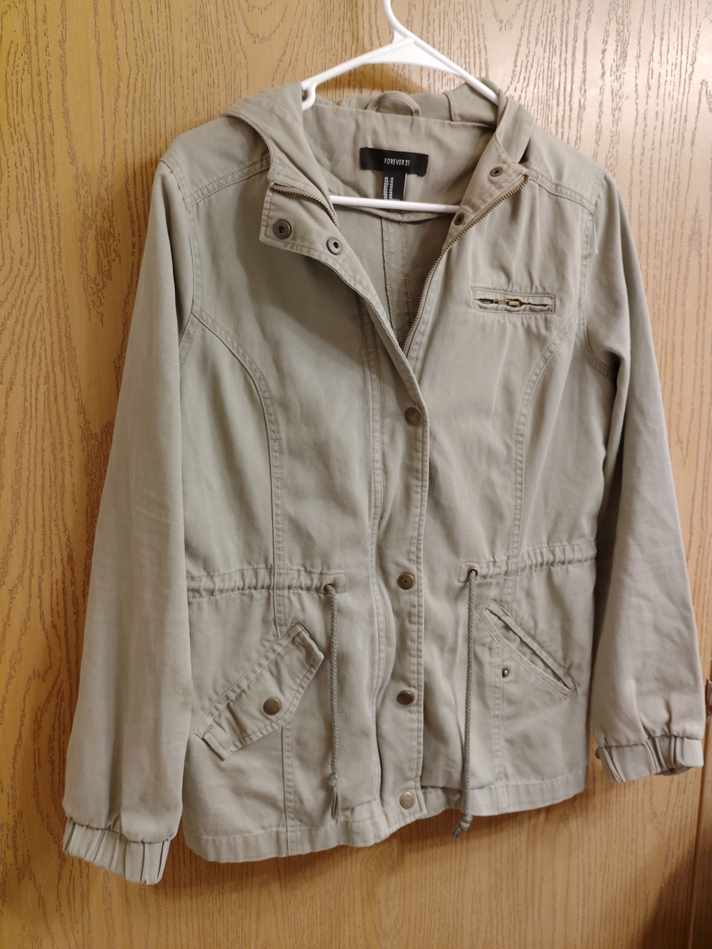 Forever 21 Olive Hooded Utility Jacket